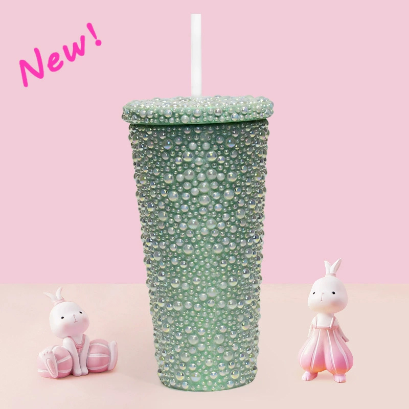 25oz Glamorous Rhinestone-Studded Tumbler with Straw