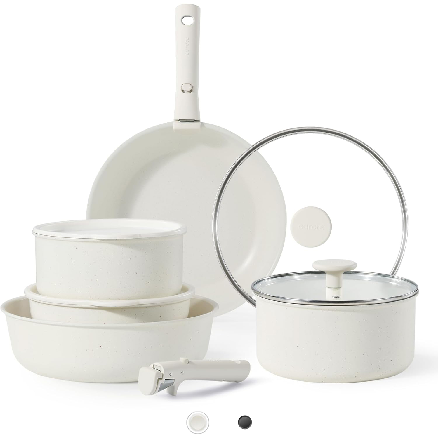 Cream White Non Stick Cookware Sets